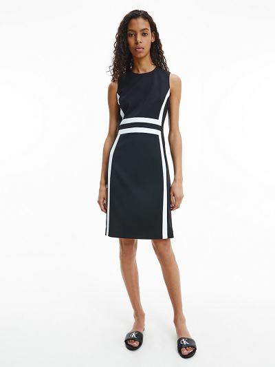 Calvin Klein Ruhák HU478227 | Calvin Klein Contrast Panel Bodycon Női Ruha Fekete